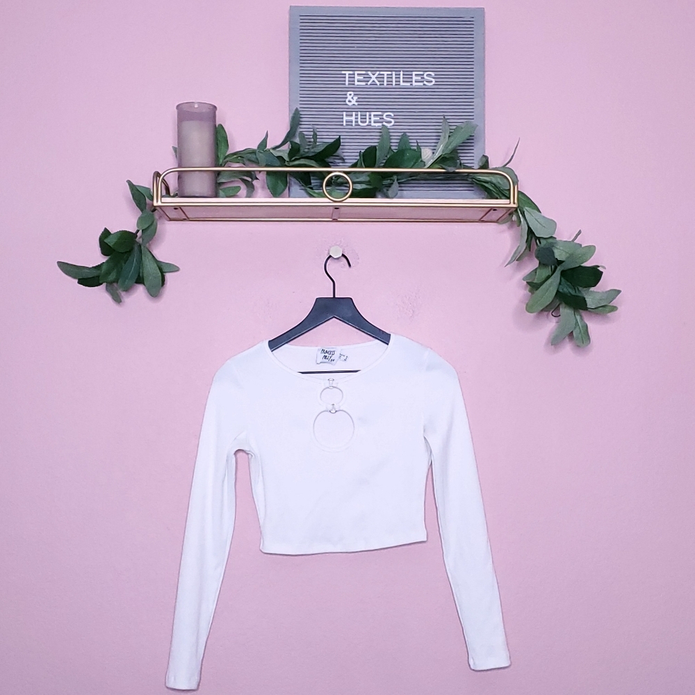 Princess Polly Long Sleeve Cropped Ring Cutout Tee Shirt